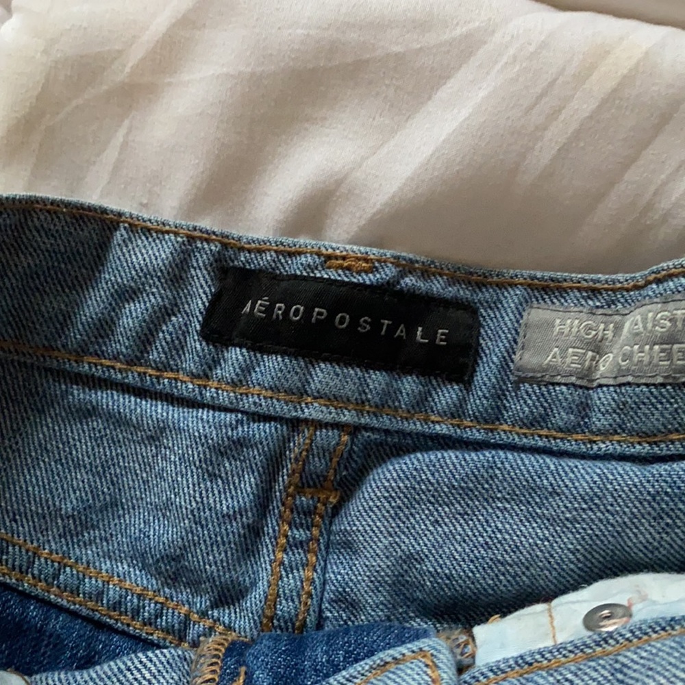 High Rise Denim Patchwork Shorts - image 2